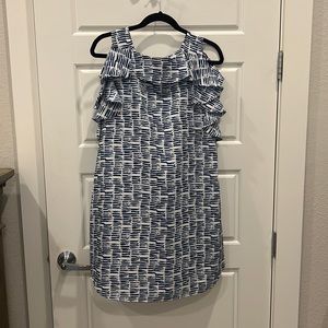 Amanda U dress blue and white